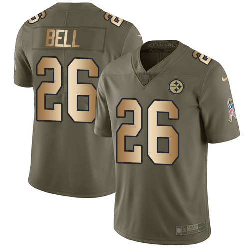 Nike Steelers #26 Le'Veon Bell Olive/Gold Men's Stitched NFL Limited Salute To Service Jersey - Click Image to Close